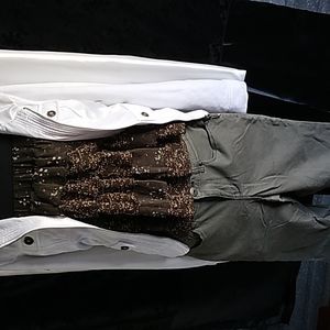 Outfit: (S)White Jacket. Halter Top with Ruffles(M). Pants Size 4 and 26 length.